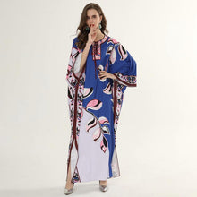 Load image into Gallery viewer, Midnight Blue falling leaves maxi dress