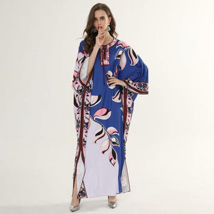 Midnight Blue falling leaves maxi dress