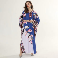 Load image into Gallery viewer, Midnight Blue falling leaves maxi dress