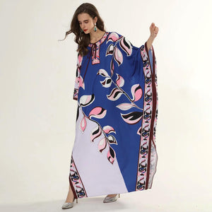 Midnight Blue falling leaves maxi dress