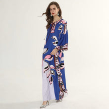 Load image into Gallery viewer, Midnight Blue falling leaves maxi dress