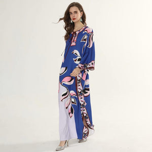 Midnight Blue falling leaves maxi dress