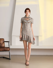 Load image into Gallery viewer, Flowerdrop asymmetric mini dress