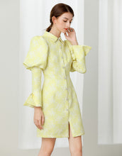 Load image into Gallery viewer, Daffodil yellow floral mini dress