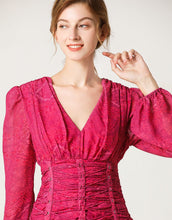 Load image into Gallery viewer, Fuchsia lace up mini dress