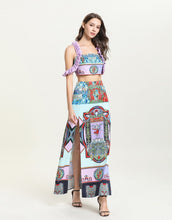 Load image into Gallery viewer, Lilac Angels assemble off - shoulder mini crop top and high waist split skirt