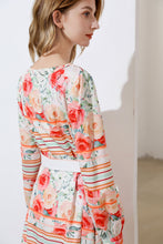 Load image into Gallery viewer, Apricot stripes and roses maxi dress