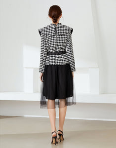 black and white patterned dress sample sale