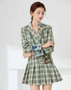 "Buckle up" green check two piece set