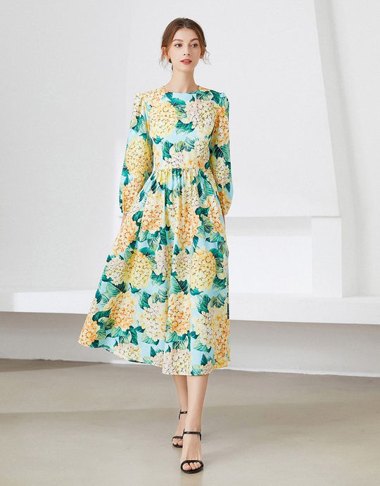 Yellow hydrangea midi dress *WAS £145*