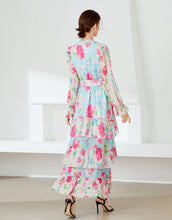 Load image into Gallery viewer, Vivid floral maxi dress with belt