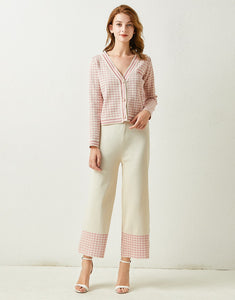 Sugar Pink Dogtooth knitted Twosie set