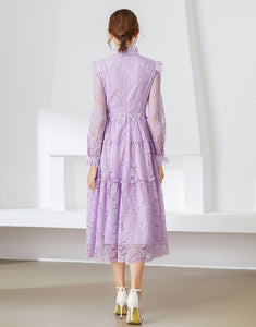 Lilac Lavender lace Midi dress