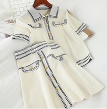 Load image into Gallery viewer, Black and white cubed tennis knitted twosie set