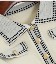Load image into Gallery viewer, Black and white cubed tennis knitted twosie set