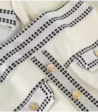 Load image into Gallery viewer, Black and white cubed tennis knitted twosie set