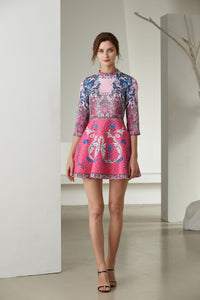 Pink Peacock Skater Dress