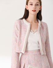 Load image into Gallery viewer, Sparkle pink tweed with faux pearls set