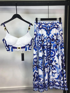 Tile print bralette & skirt