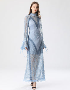Elegant Light blue lace slip maxi dress *WAS £180*