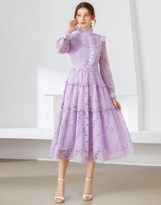 Lilac Lavender lace Midi dress