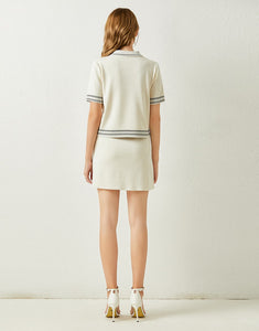 Black and white cubed tennis knitted twosie set