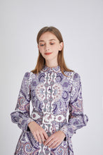 Load image into Gallery viewer, Purple Paisley Montage maxi dress