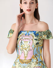 Load image into Gallery viewer, Deer in the woodland pastel bardot skater dress