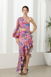 Maroon magic asymmetric midaxi dress