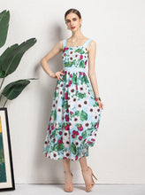Load image into Gallery viewer, White flower and rose summer midi dress *WAS £145*