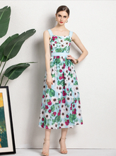 Load image into Gallery viewer, White flower and rose summer midi dress *WAS £145*