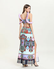 Load image into Gallery viewer, Lilac Angels assemble off - shoulder mini crop top and high waist split skirt