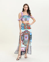Load image into Gallery viewer, Lilac Angels assemble off - shoulder mini crop top and high waist split skirt