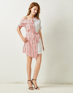 The Candy Stripe Clash asymmetric dress