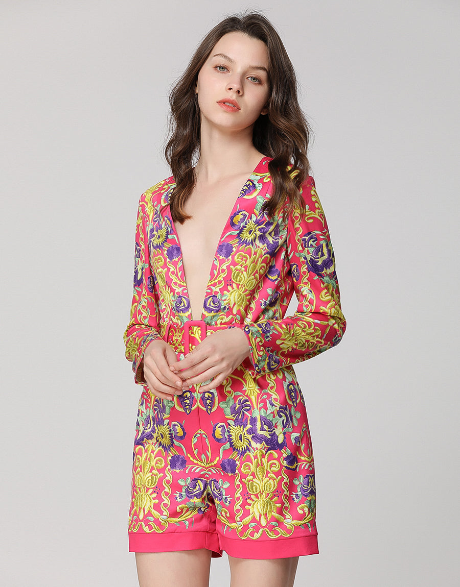 Pink with patterns playsuit Sample sale