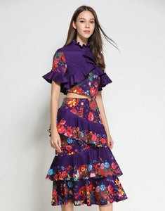 purple dress with floral print sample sale
