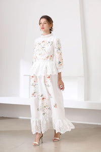 Heavenly Floral peplum maxi dress